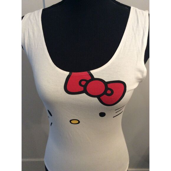 Hello Kitty Sanio Medium Tank Body Suit Women's Bow Criss Cross Back - Picture 2 of 5